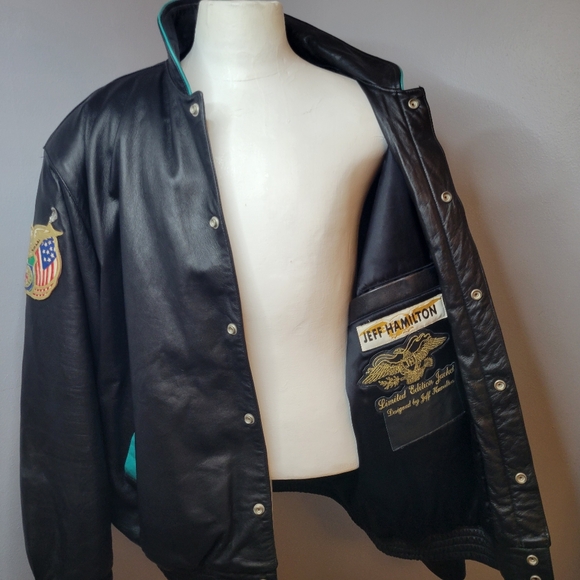 VTG Daytona Bike Week Jeff Hamilton 96 Biker Ball Leather Bomber Jacket Mens XL - Picture 14 of 17